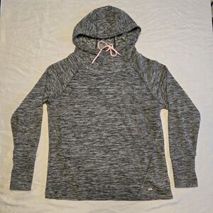 Lukka Womens Med Heathered Gray Activewear Long Sleeve Hoodie Sweatshirt Pockets